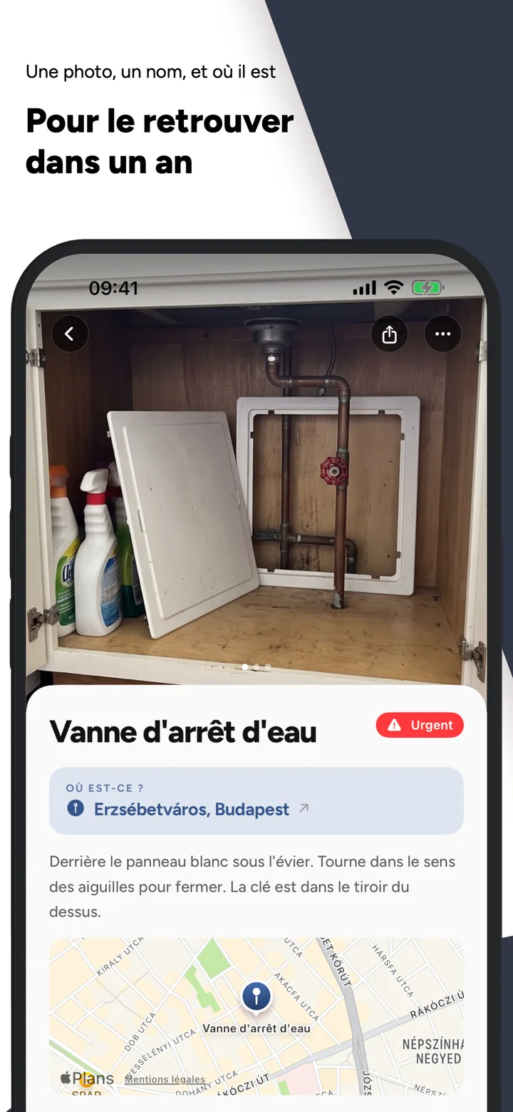 Détail d'un wiit : photo, nom, indicateur « urgent », emplacement et carte.